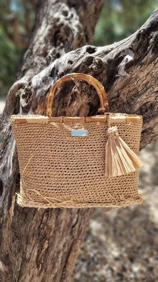 Raffia Bag with Bamboo Handles - Tullia