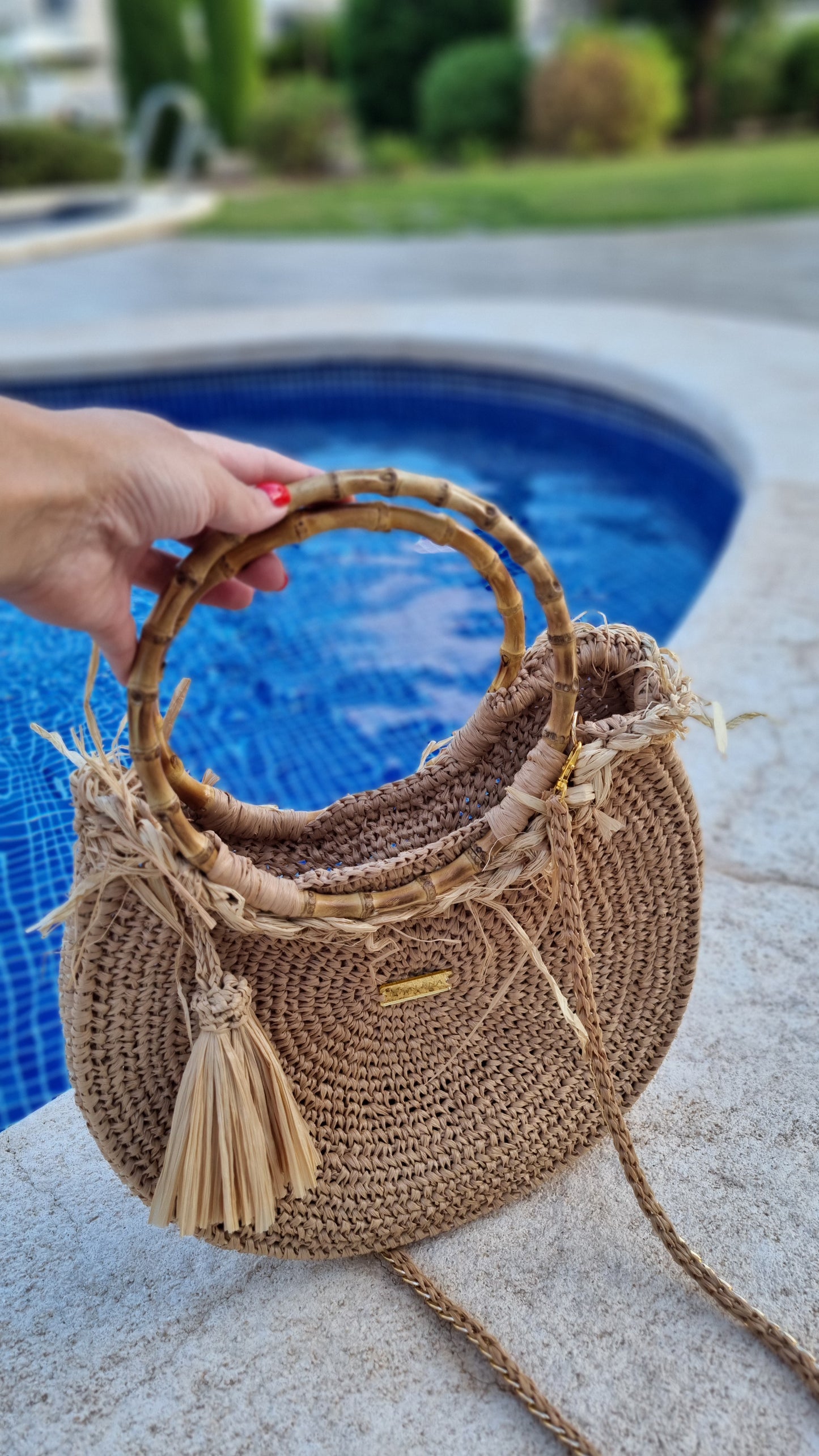 Summer Bag with Bamboo Handles - Claudia