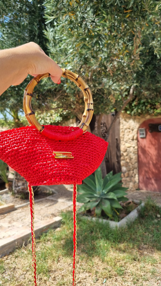 Mini Raffia Bag with Bamboo Handles - Vika