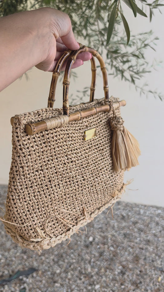 Raffia Bag with Bamboo Handles - Tullia
