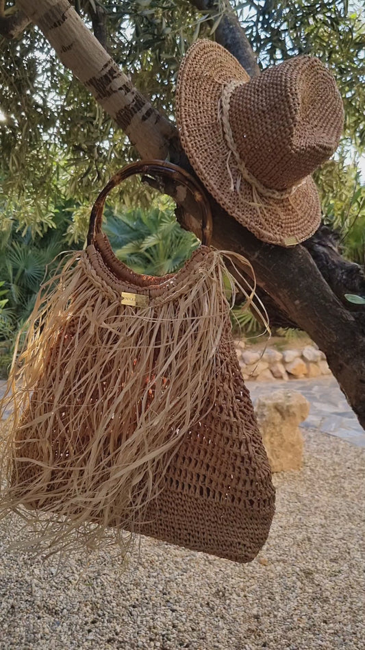 Raffia Bag with Bamboo Handles - Domitia