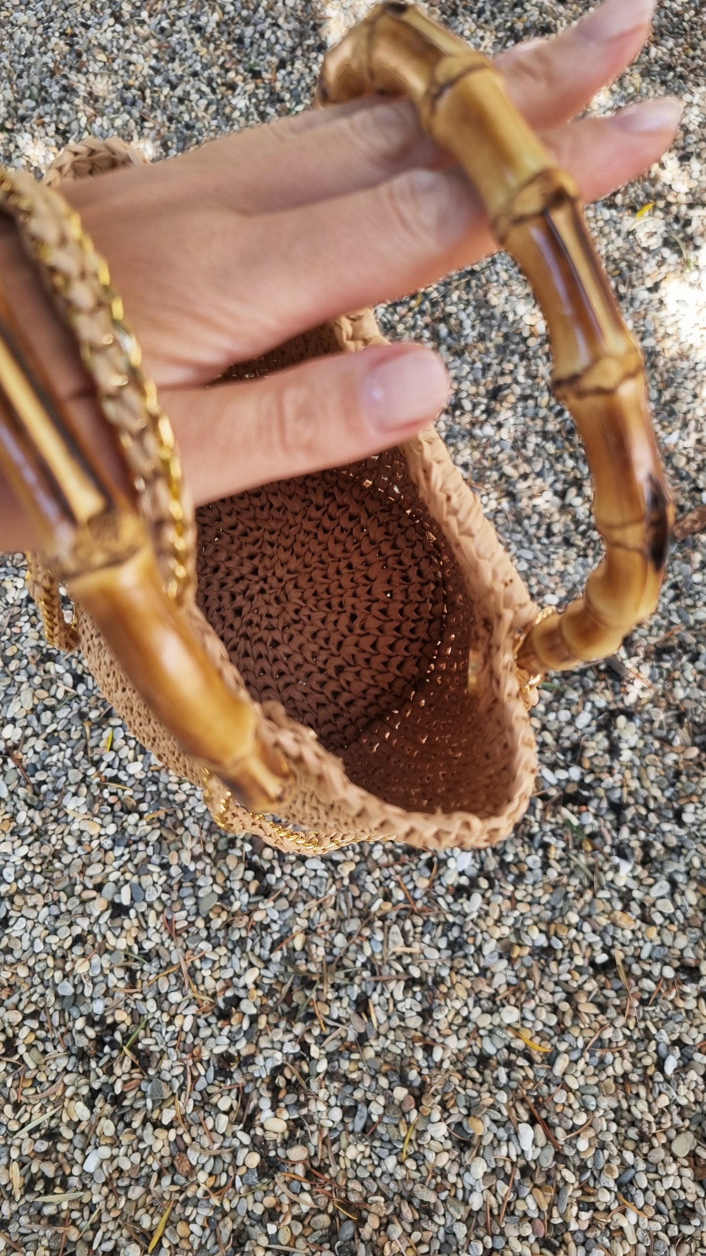 Raffia mini Bag with Bamboo Handles - Leria