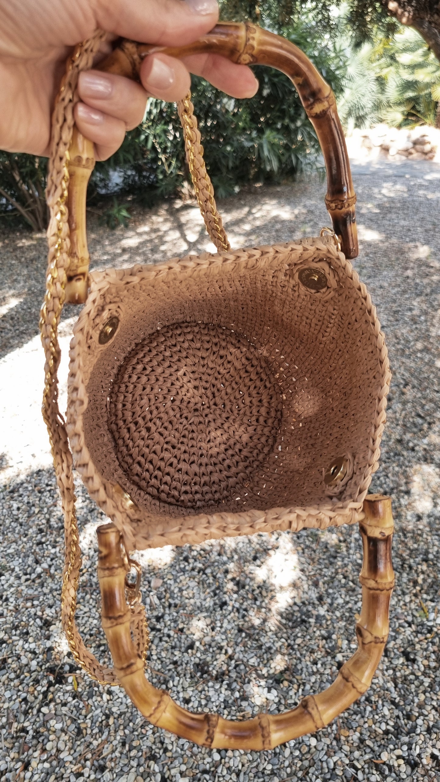 Raffia mini Bag with Bamboo Handles - Leria