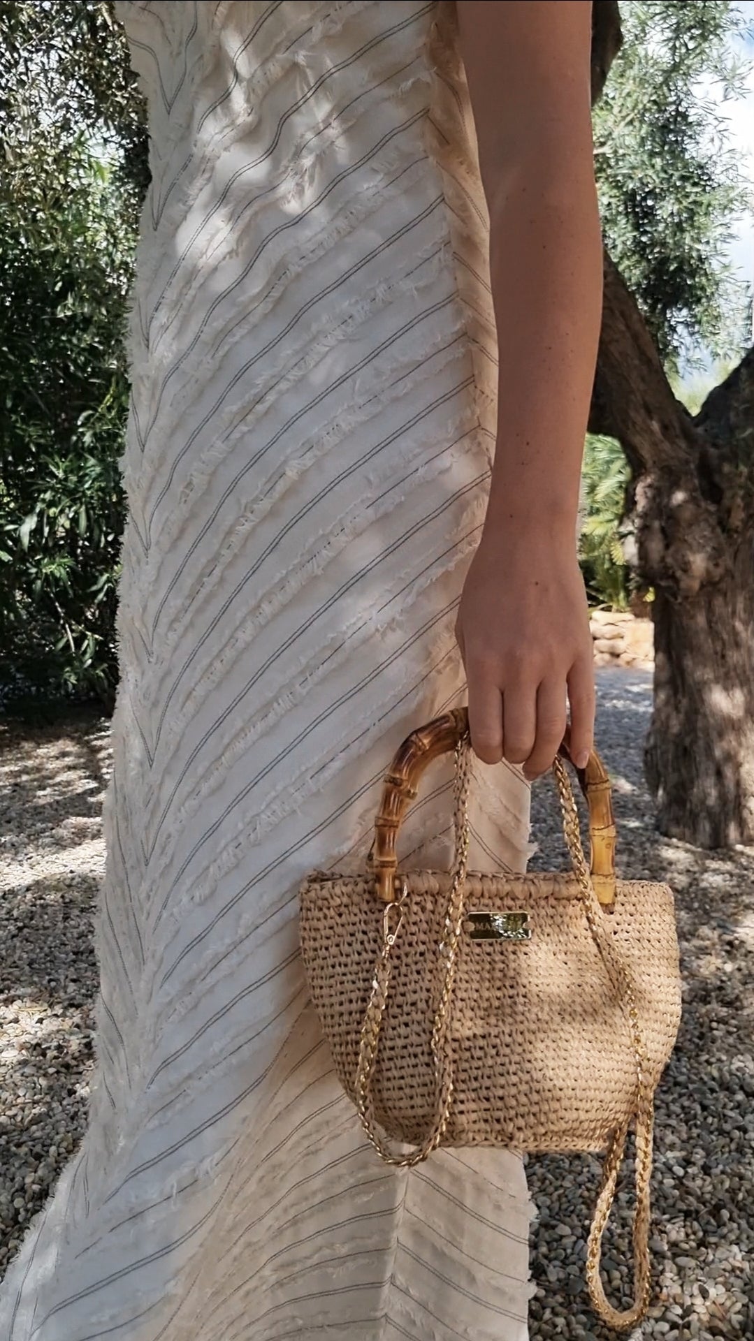 Raffia mini Bag with Bamboo Handles - Leria