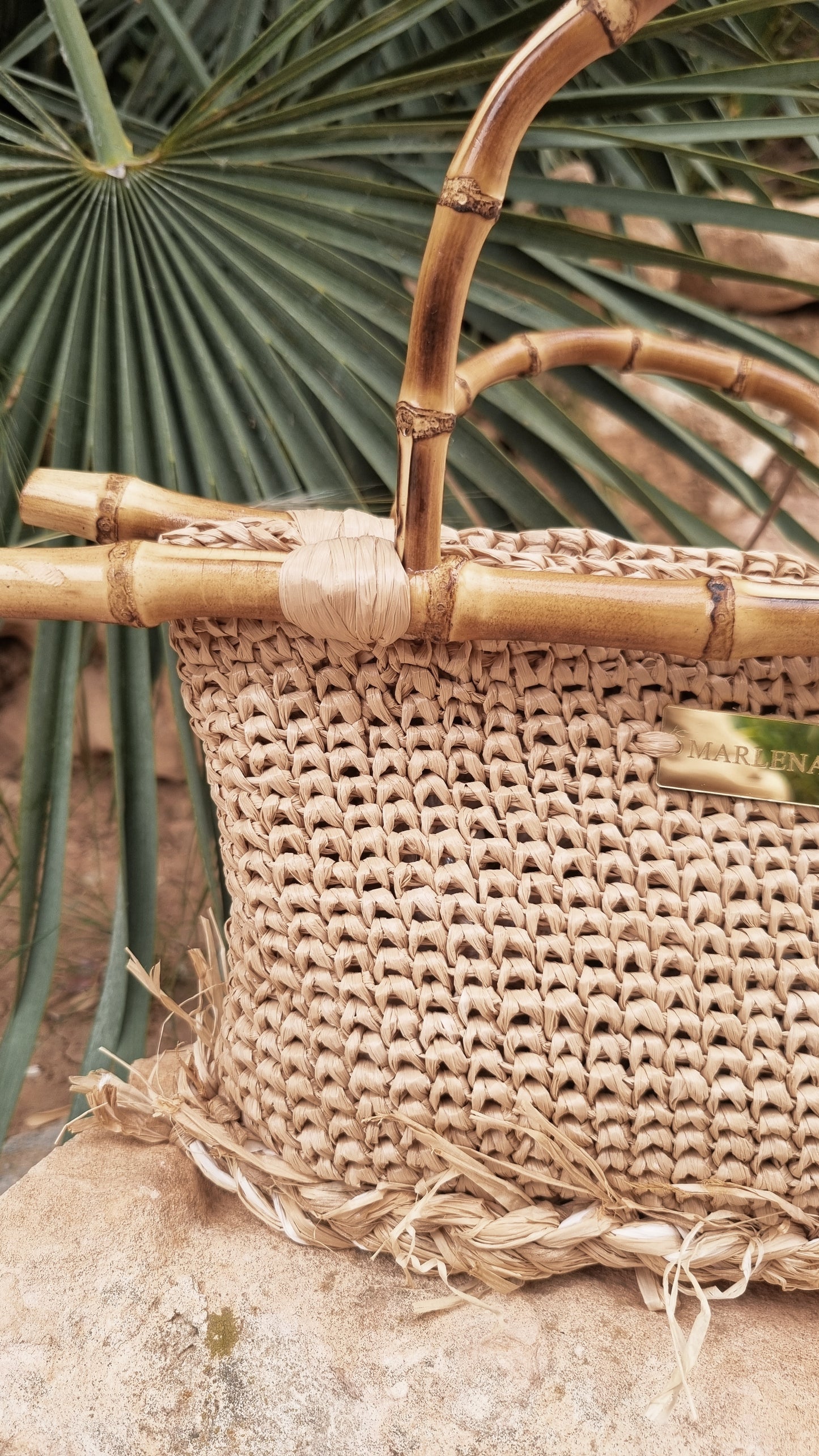 Mini Raffia Bag with Bamboo Handles - Sila
