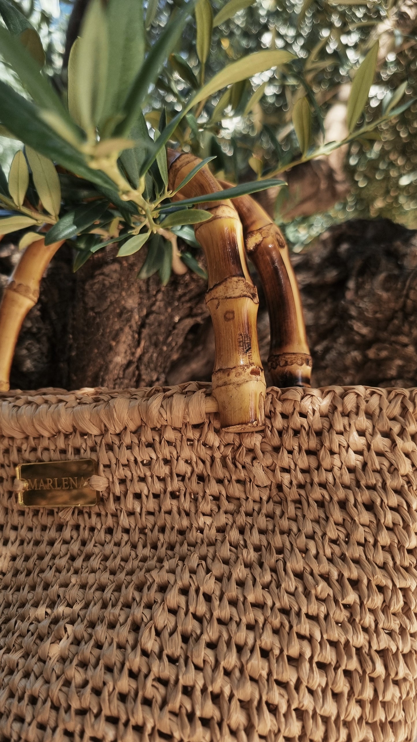 Raffia mini Bag with Bamboo Handles - Leria