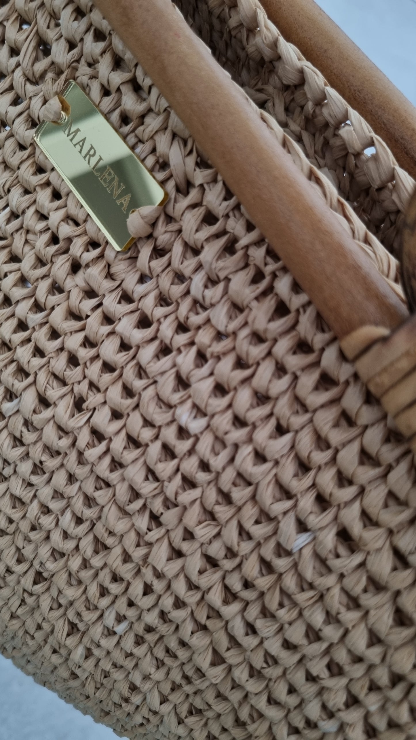 Raffia Bag with Bamboo Handles - Laelia