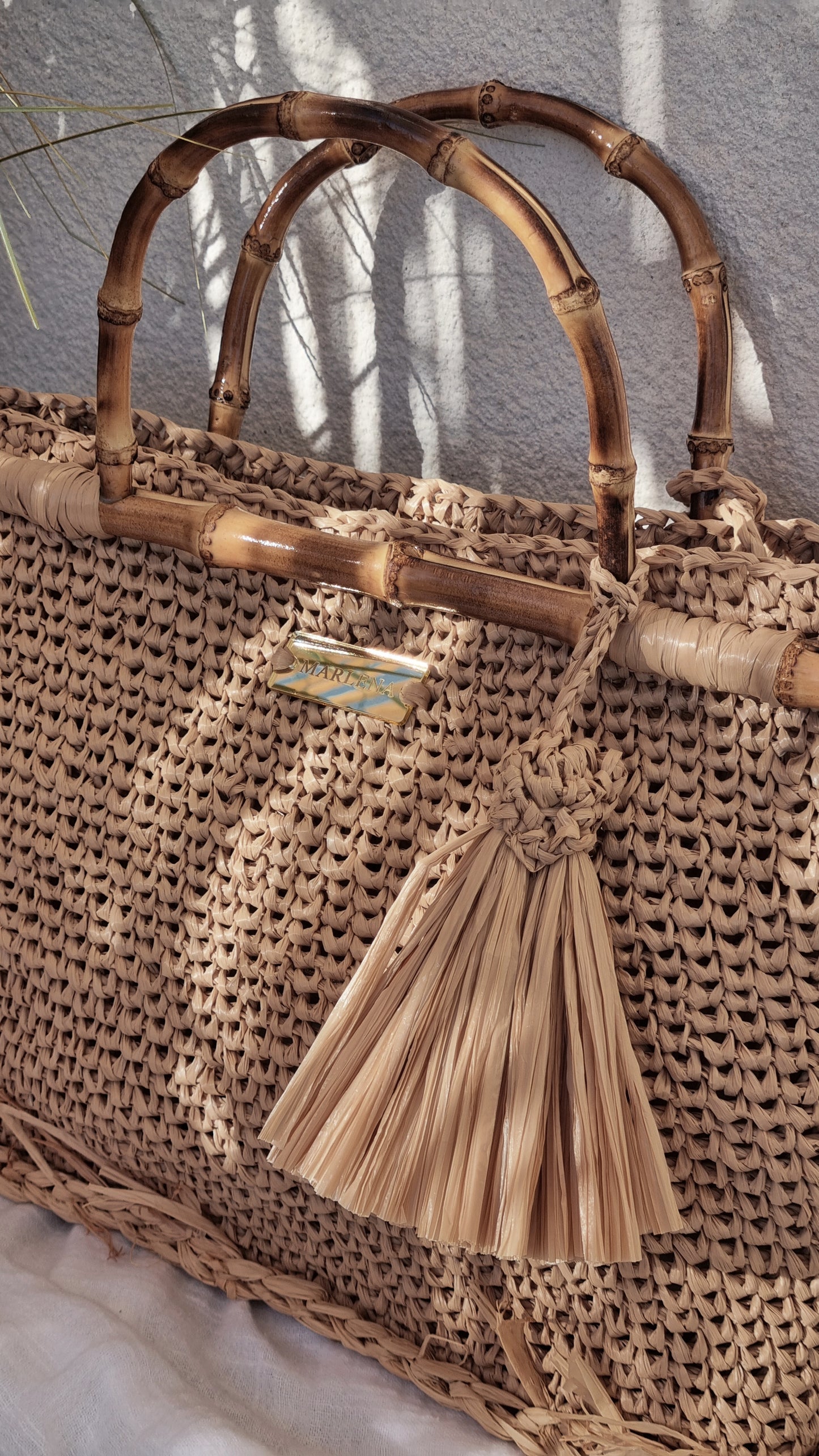 Raffia Bag with Bamboo Handles - Tullia