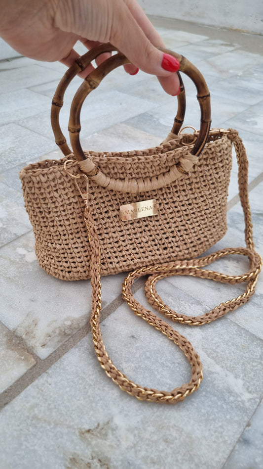 Mini Raffia Bag with Bamboo Handles - Purina