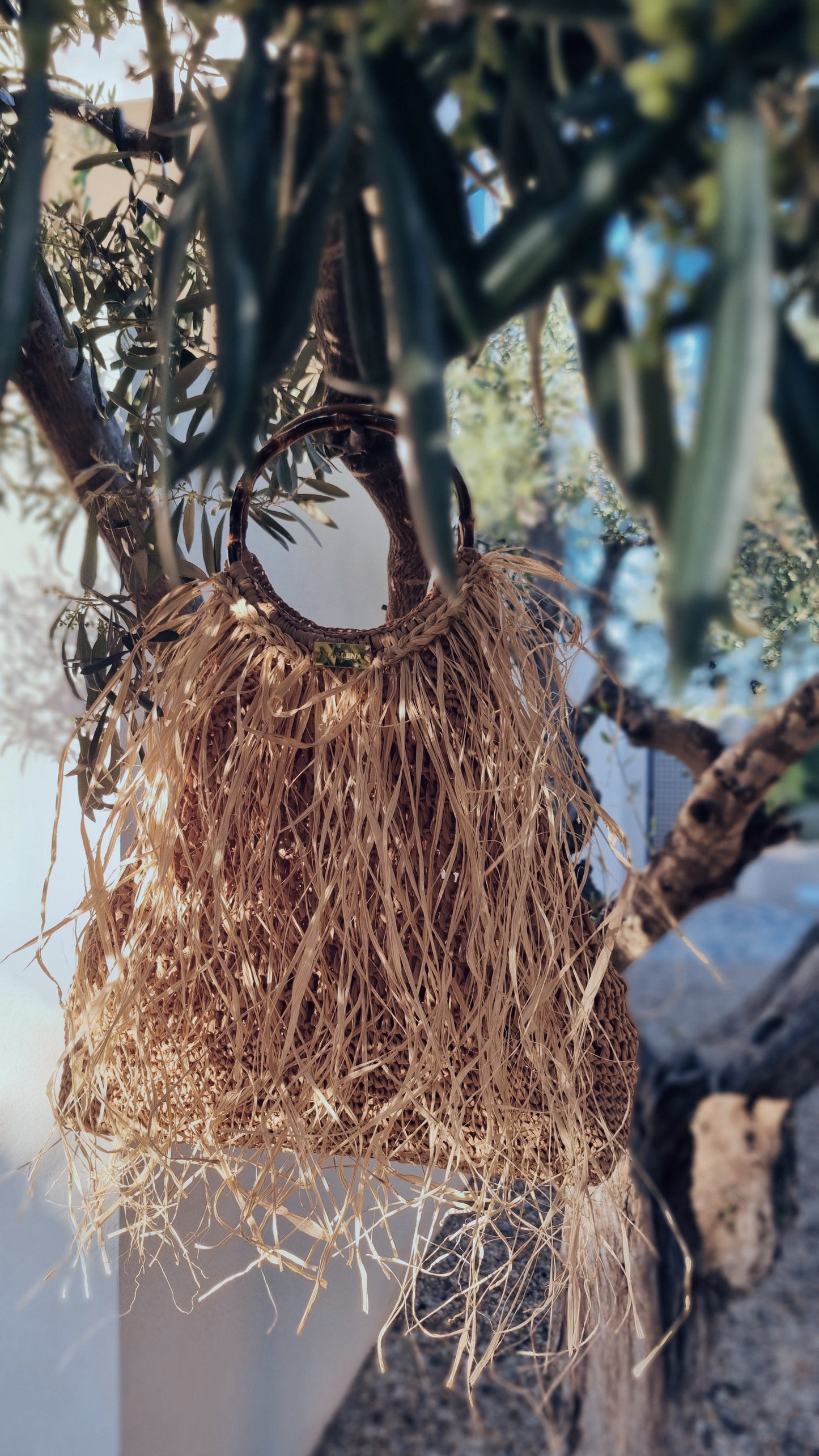 Raffia Bag with Bamboo Handles - Domitia