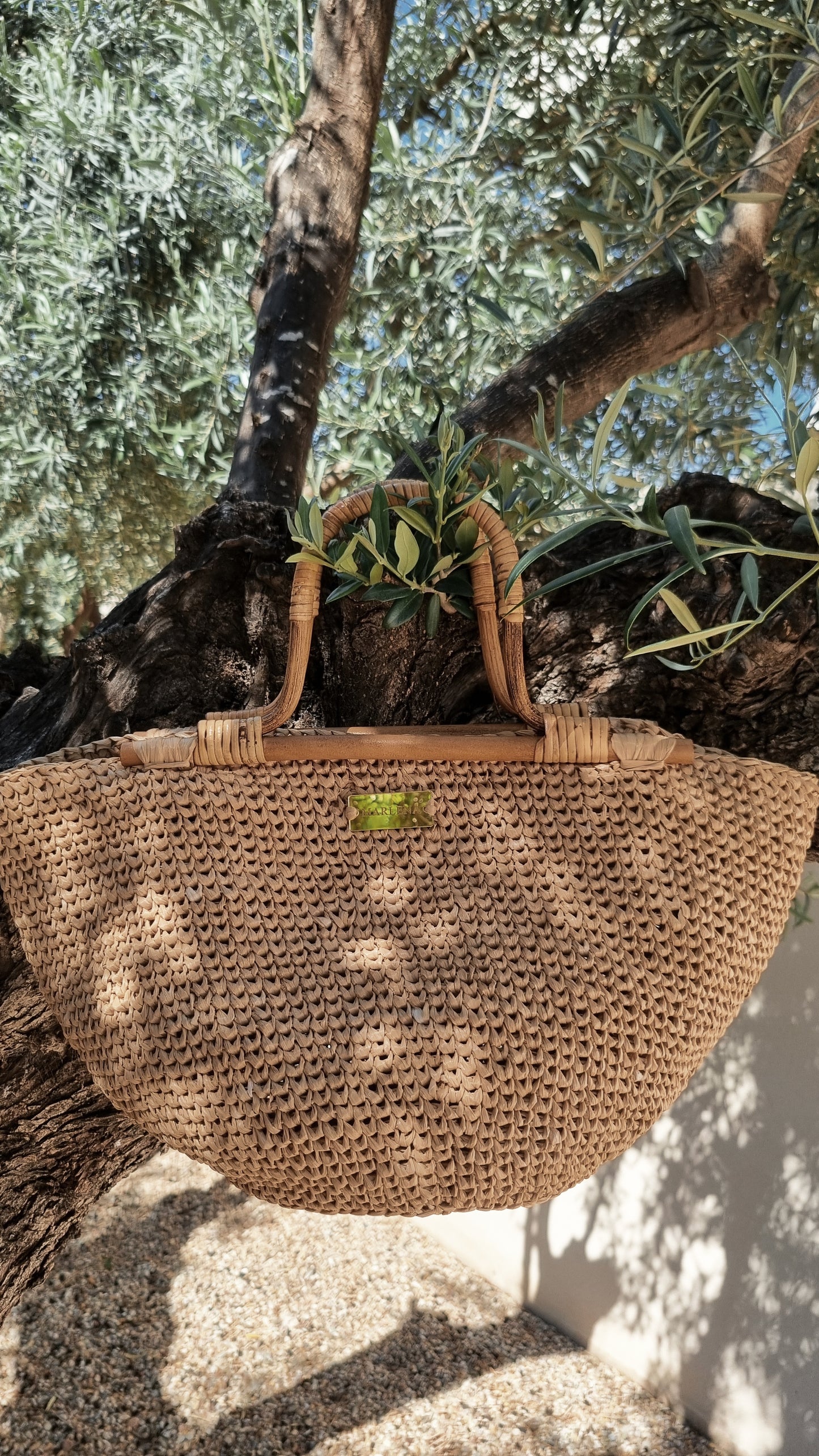 Raffia Bag with Bamboo Handles - Laelia