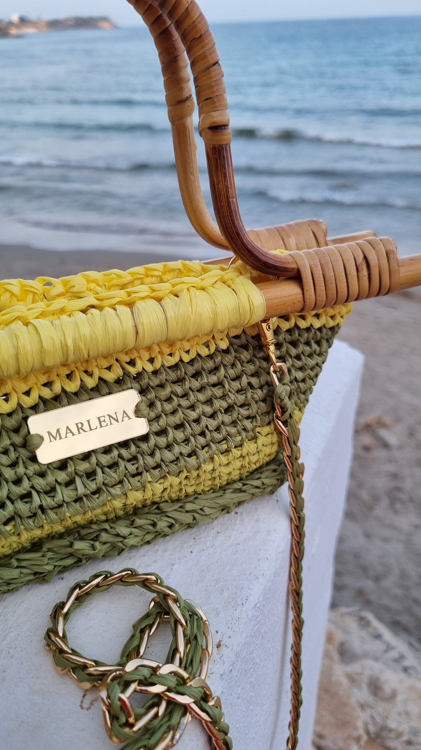 Mini Raffia Bag with Bamboo Handles - Airina