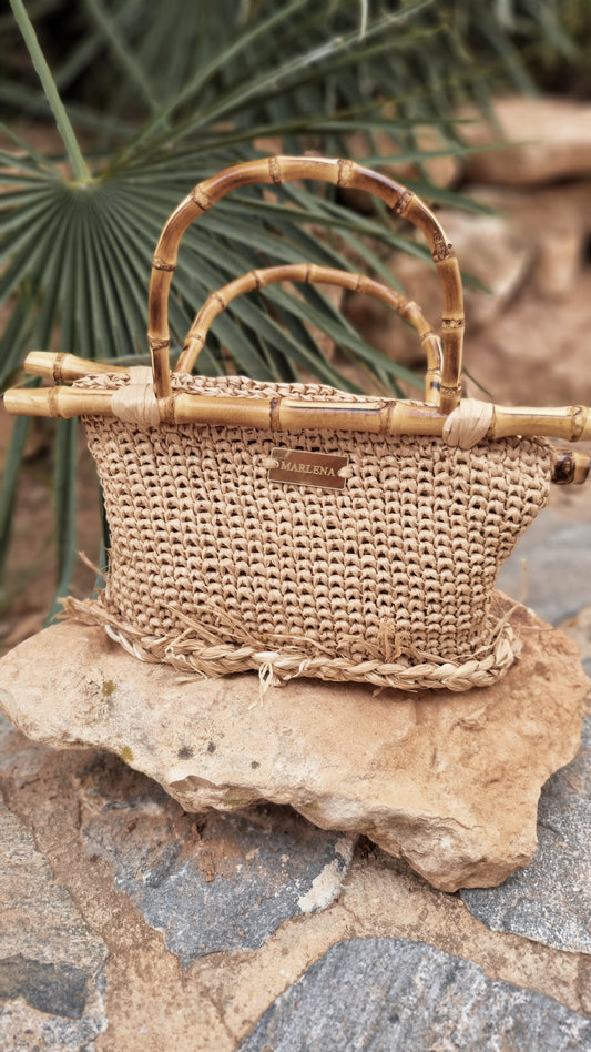 Mini Raffia Bag with Bamboo Handles - Sila