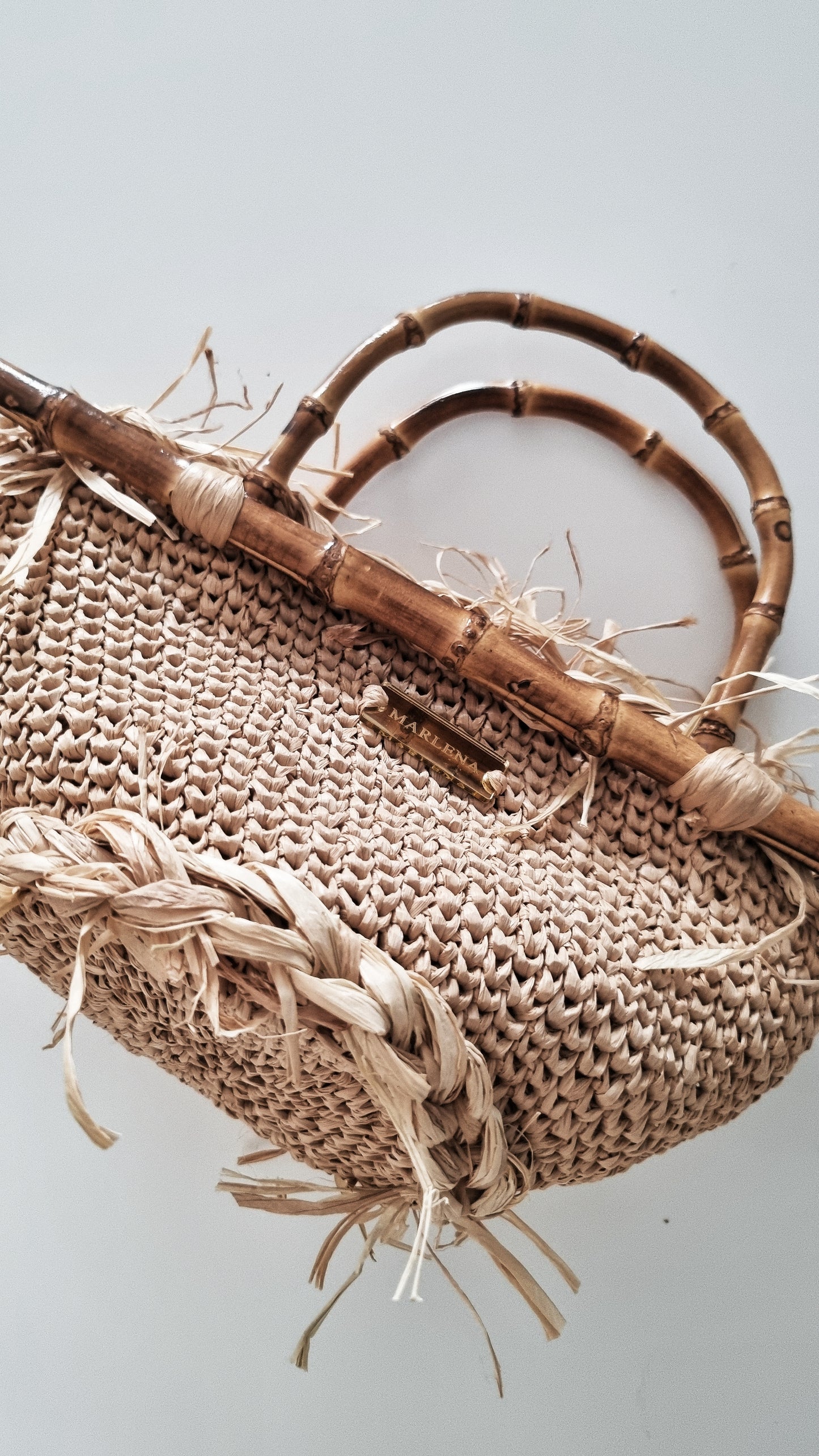 Mini Raffia Bag with Bamboo Handles - Fabia