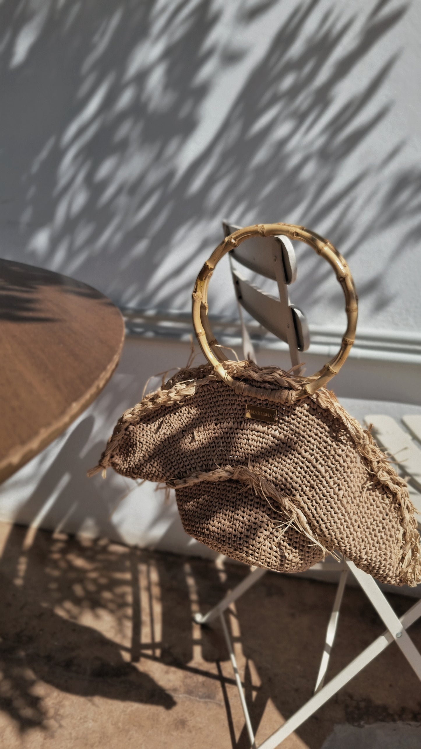 Raffia shopper Bag with Bamboo Handles - Sibilla