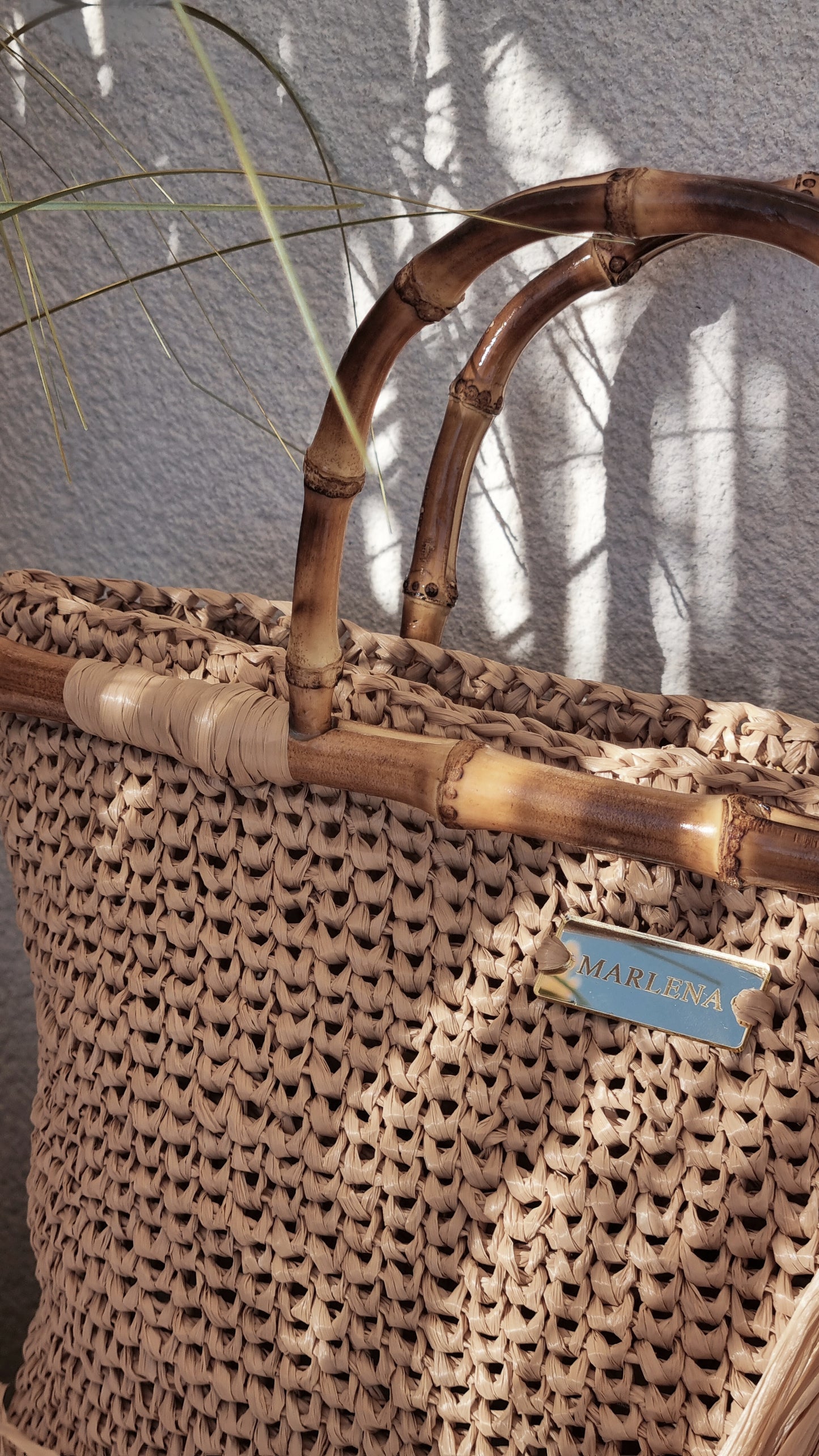 Raffia Bag with Bamboo Handles - Tullia
