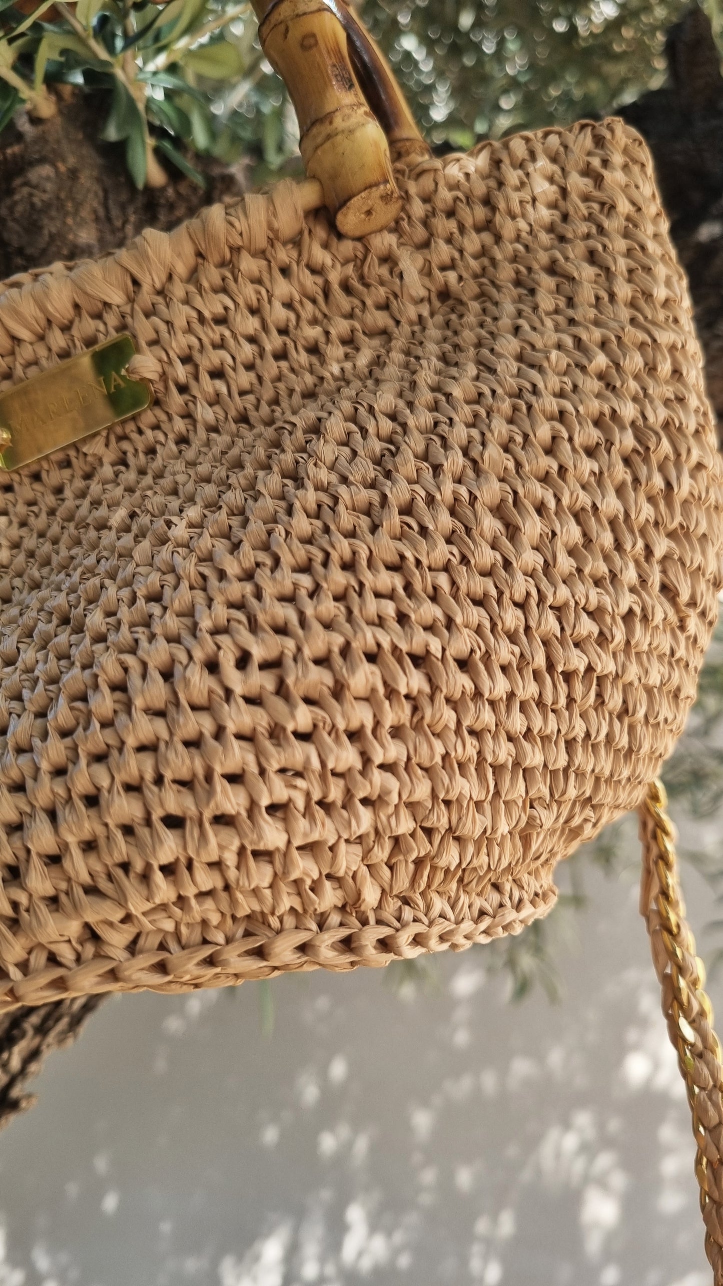 Raffia mini Bag with Bamboo Handles - Leria