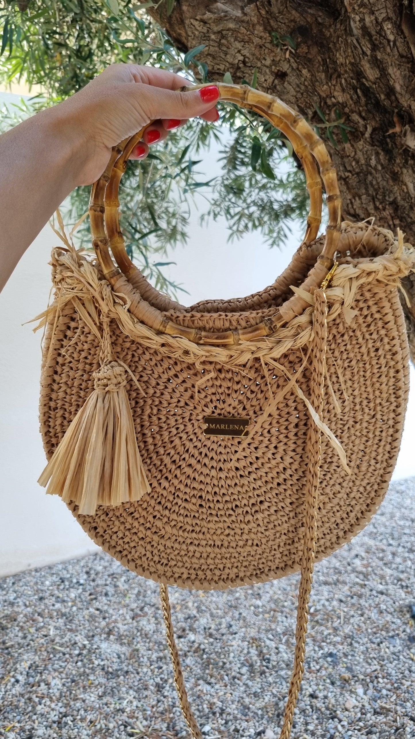 Summer Bag with Bamboo Handles - Claudia