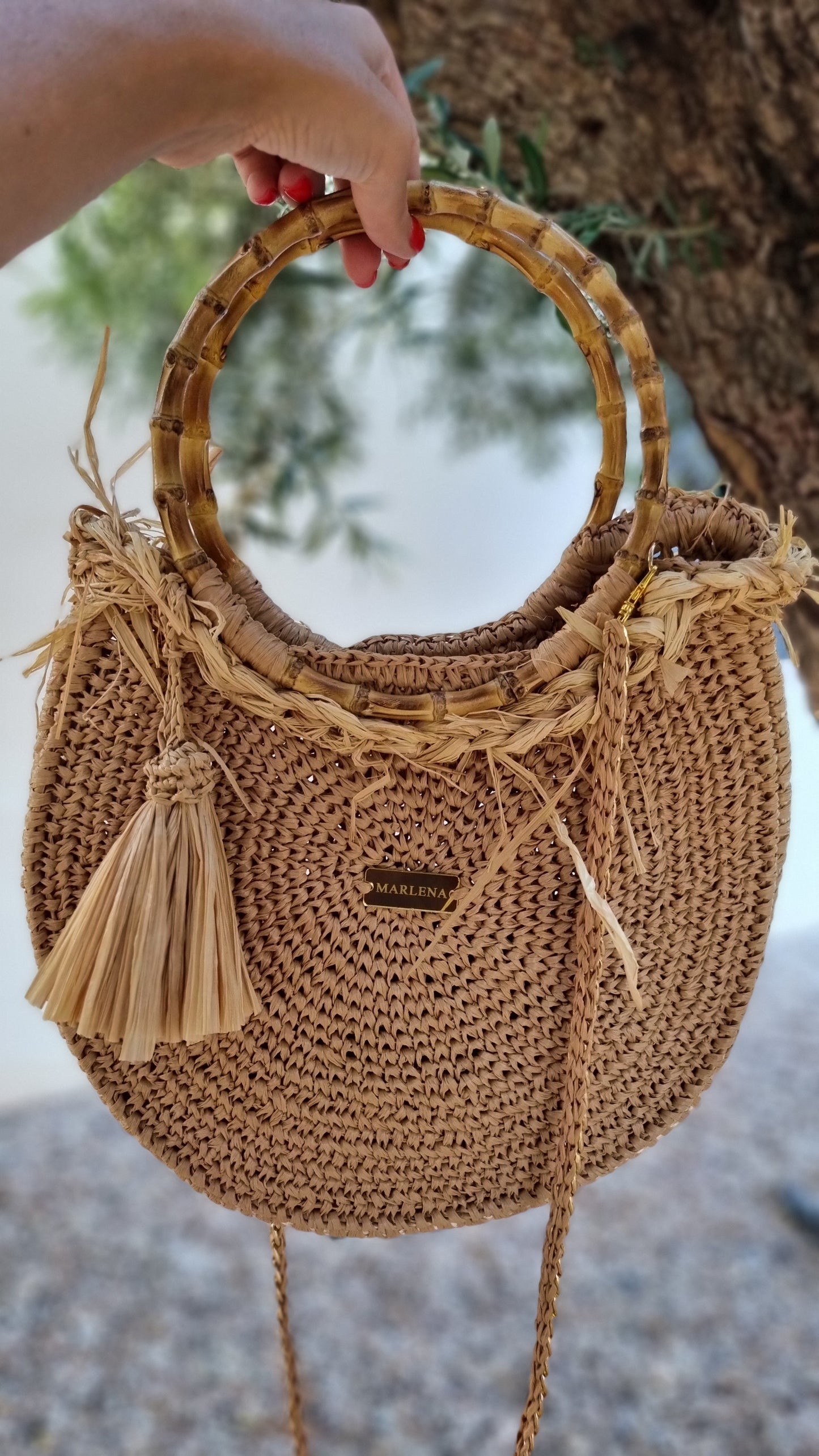 Summer Bag with Bamboo Handles - Claudia