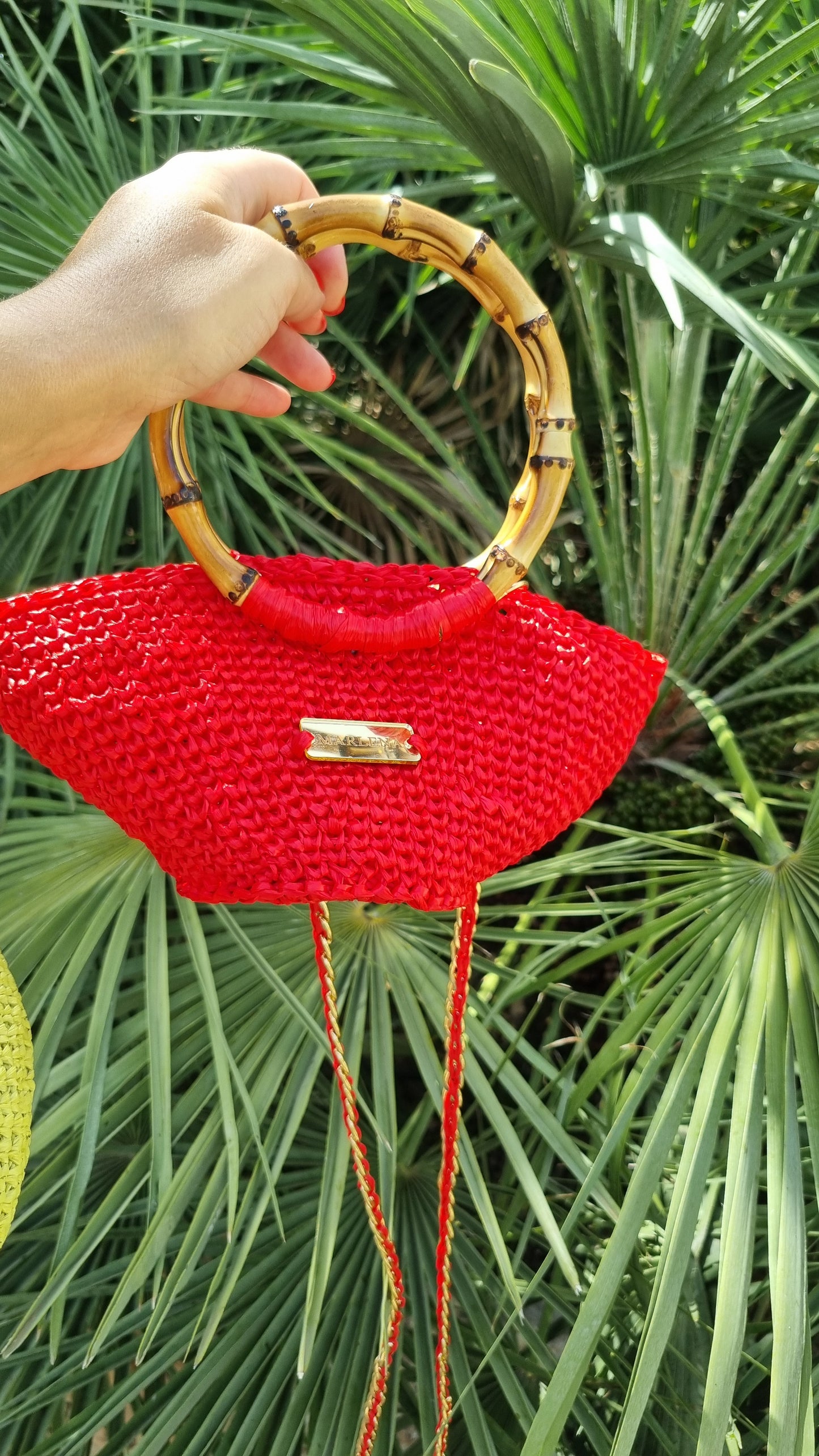Mini Raffia Bag with Bamboo Handles - Vika