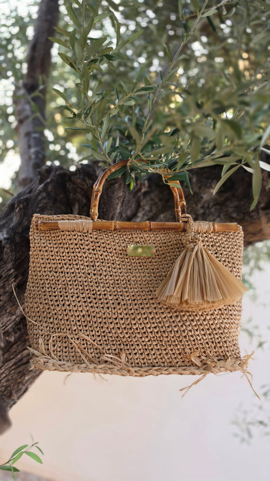 Raffia Bag with Bamboo Handles - Tullia