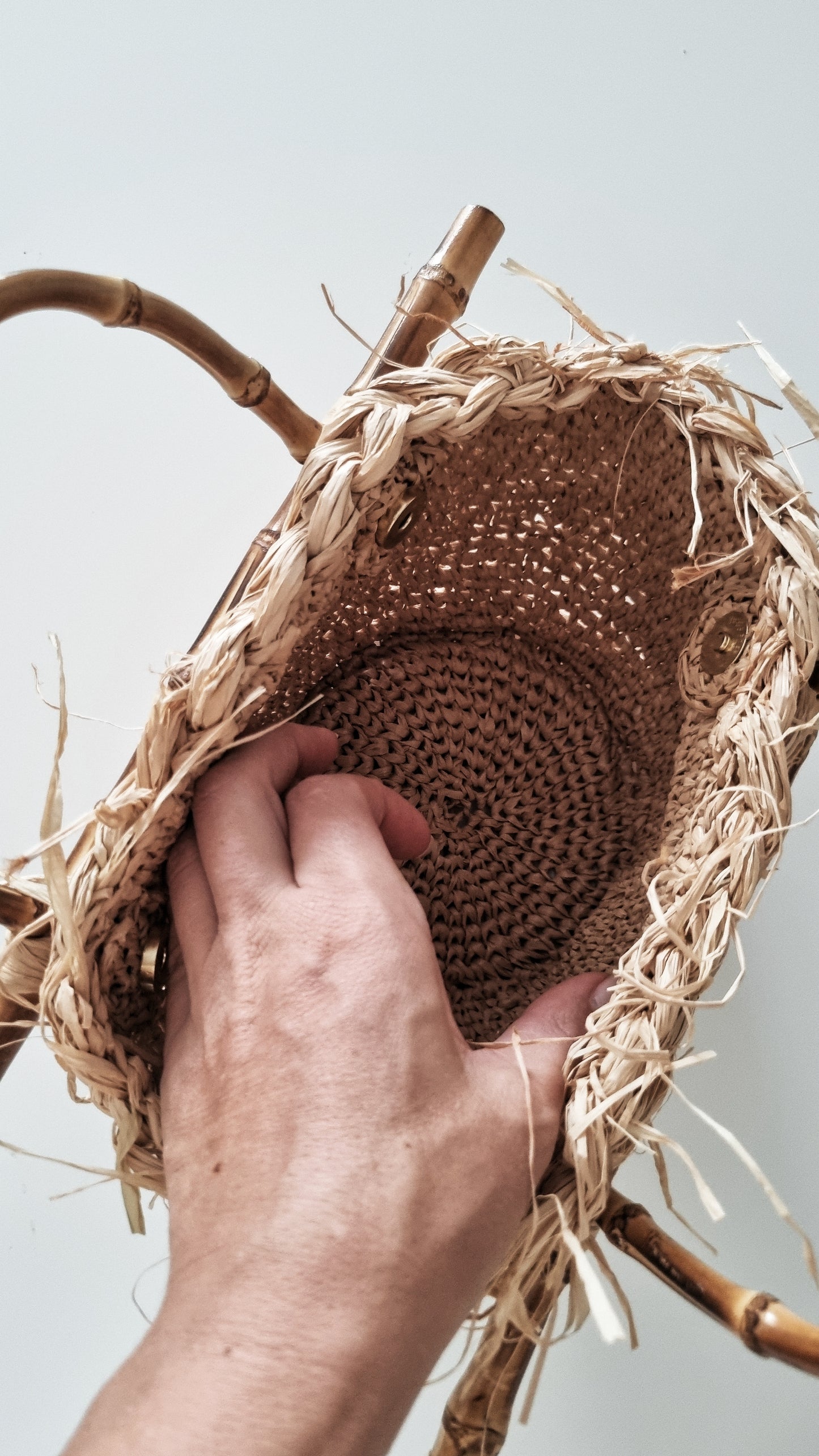 Mini Raffia Bag with Bamboo Handles - Fabia