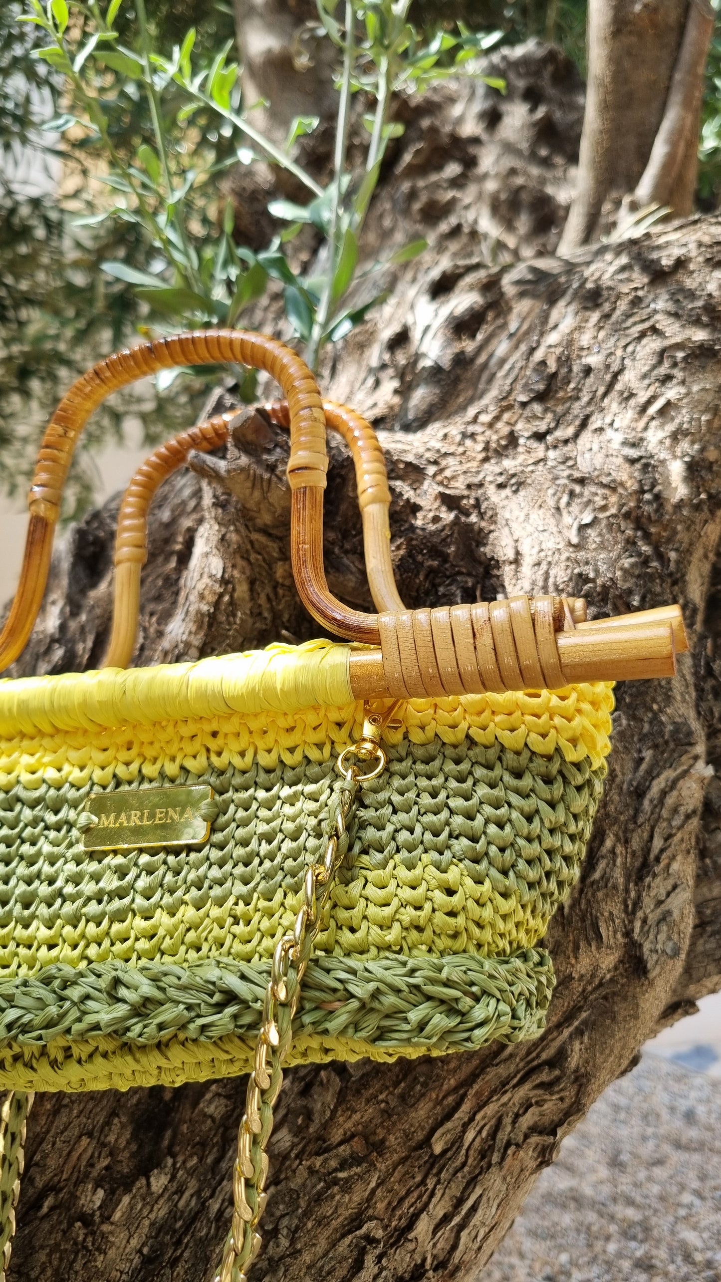 Mini Raffia Bag with Bamboo Handles - Airina