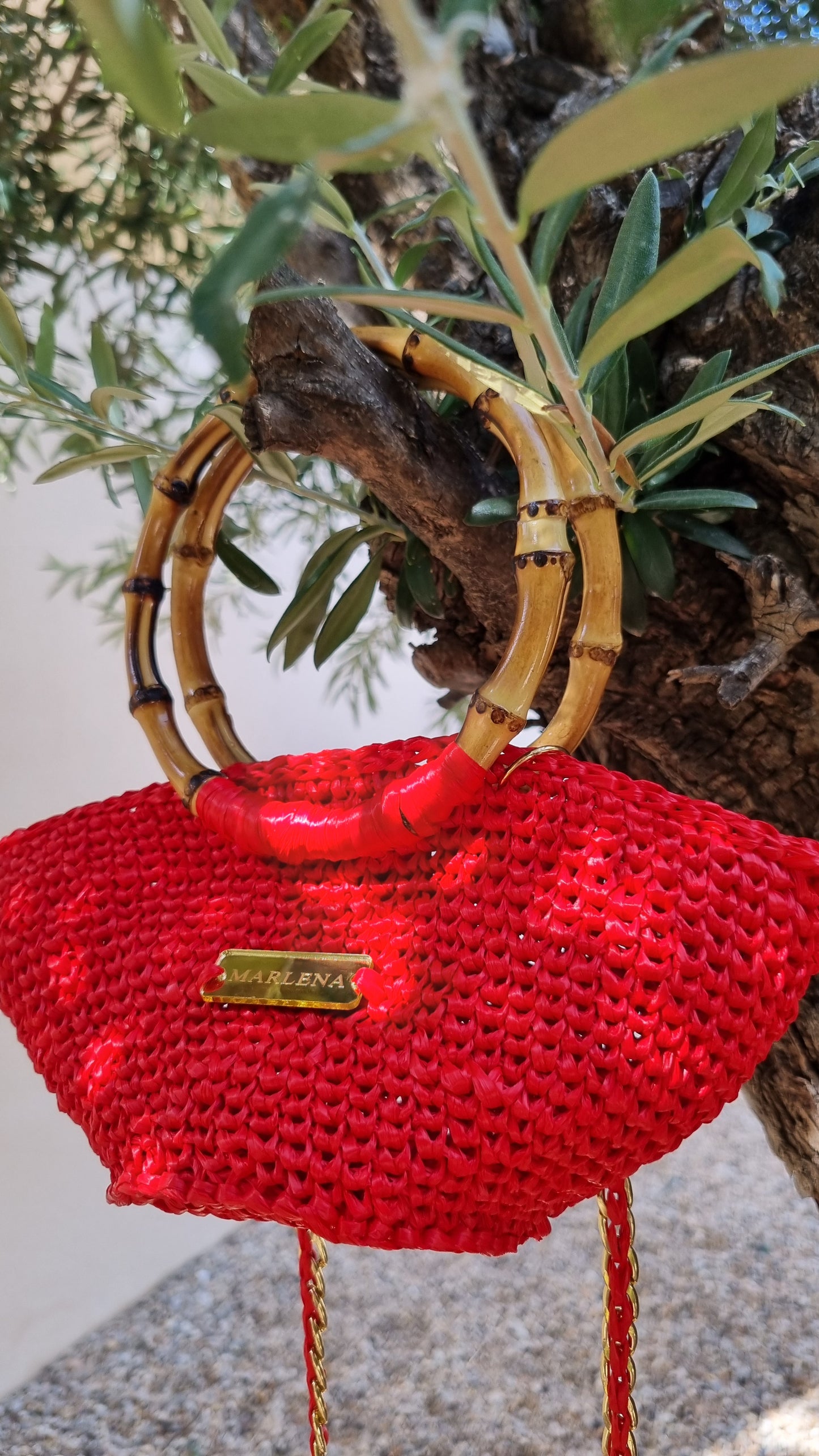 Mini Raffia Bag with Bamboo Handles - Vika