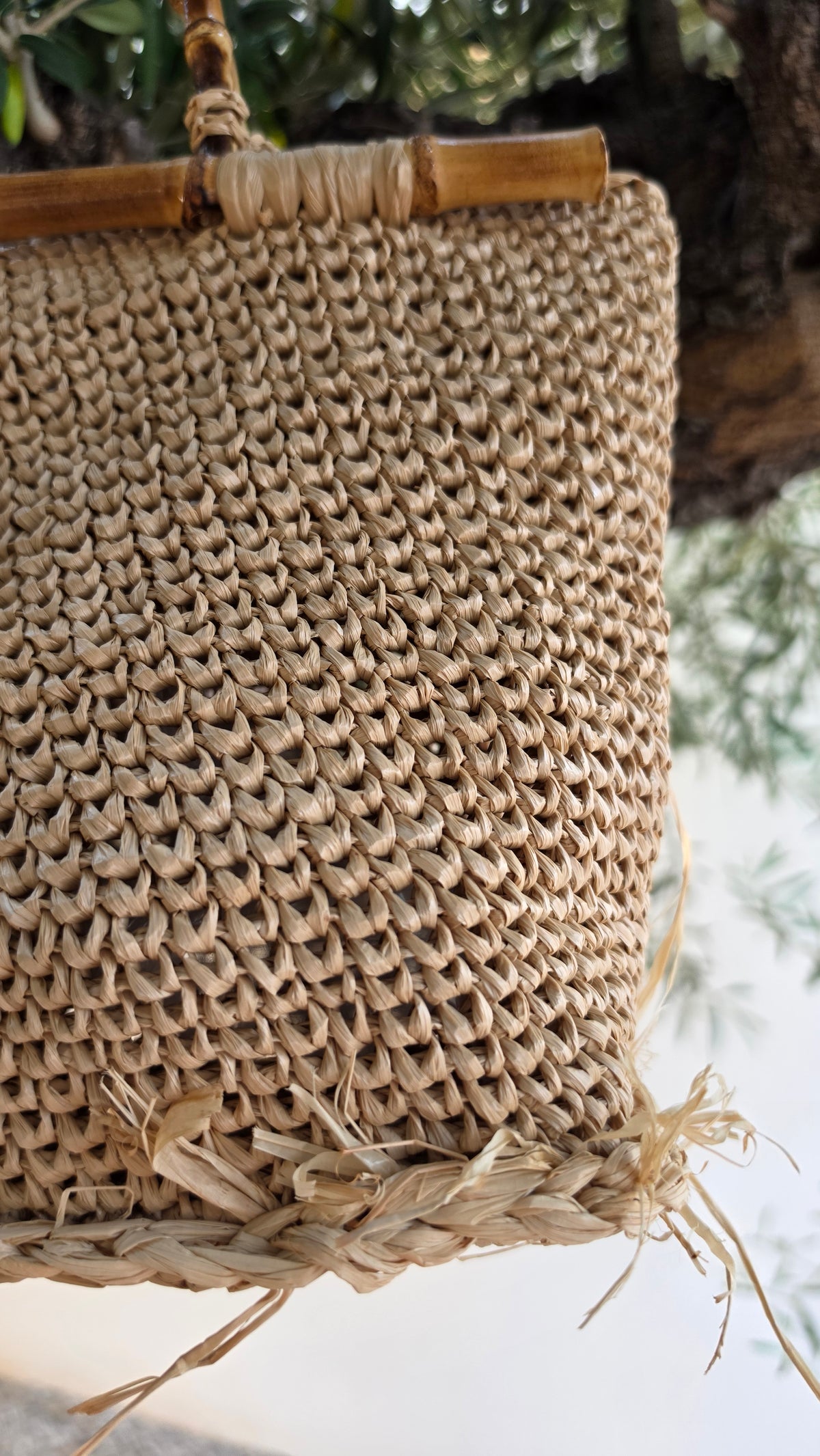 Raffia Bag with Bamboo Handles - Tullia
