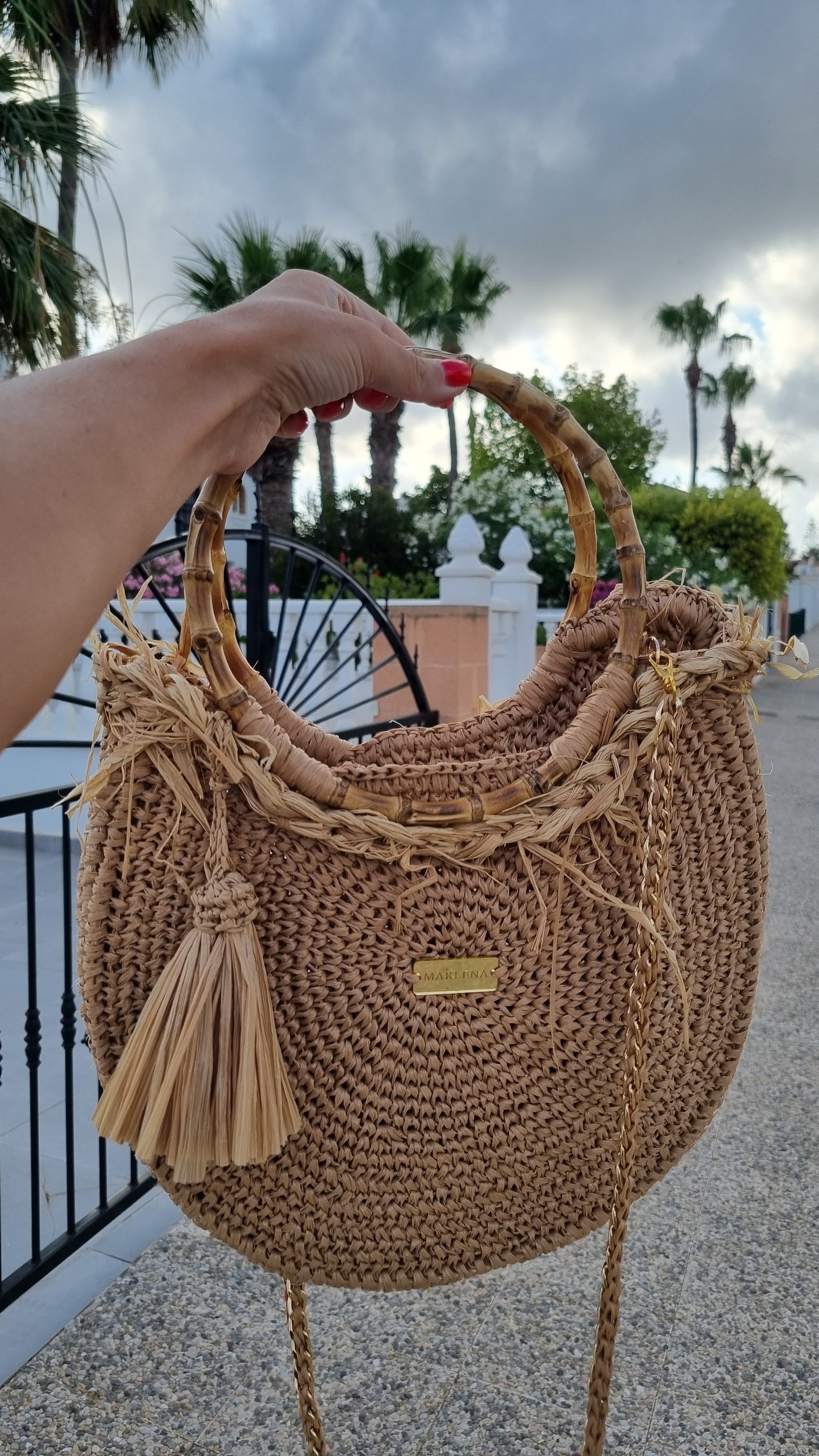Summer Bag with Bamboo Handles - Claudia