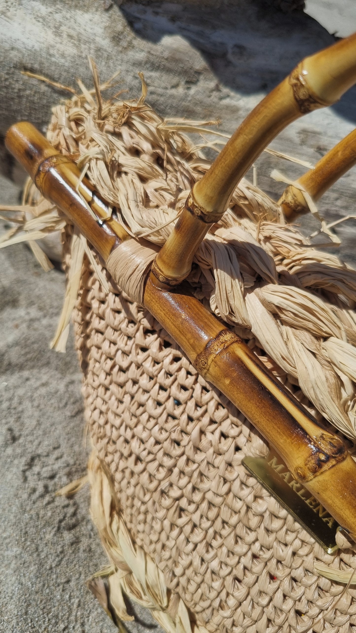 Mini Raffia Bag with Bamboo Handles - Fabia