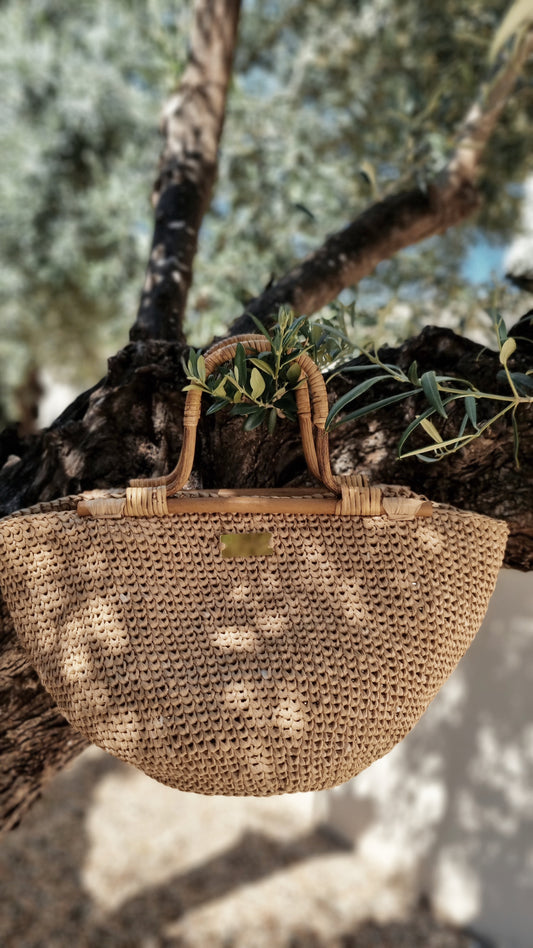 Raffia Bag with Bamboo Handles - Laelia