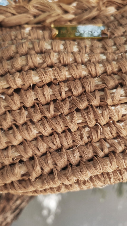 Summer Straw Raffia Bag with Bamboo Handles - Cortny