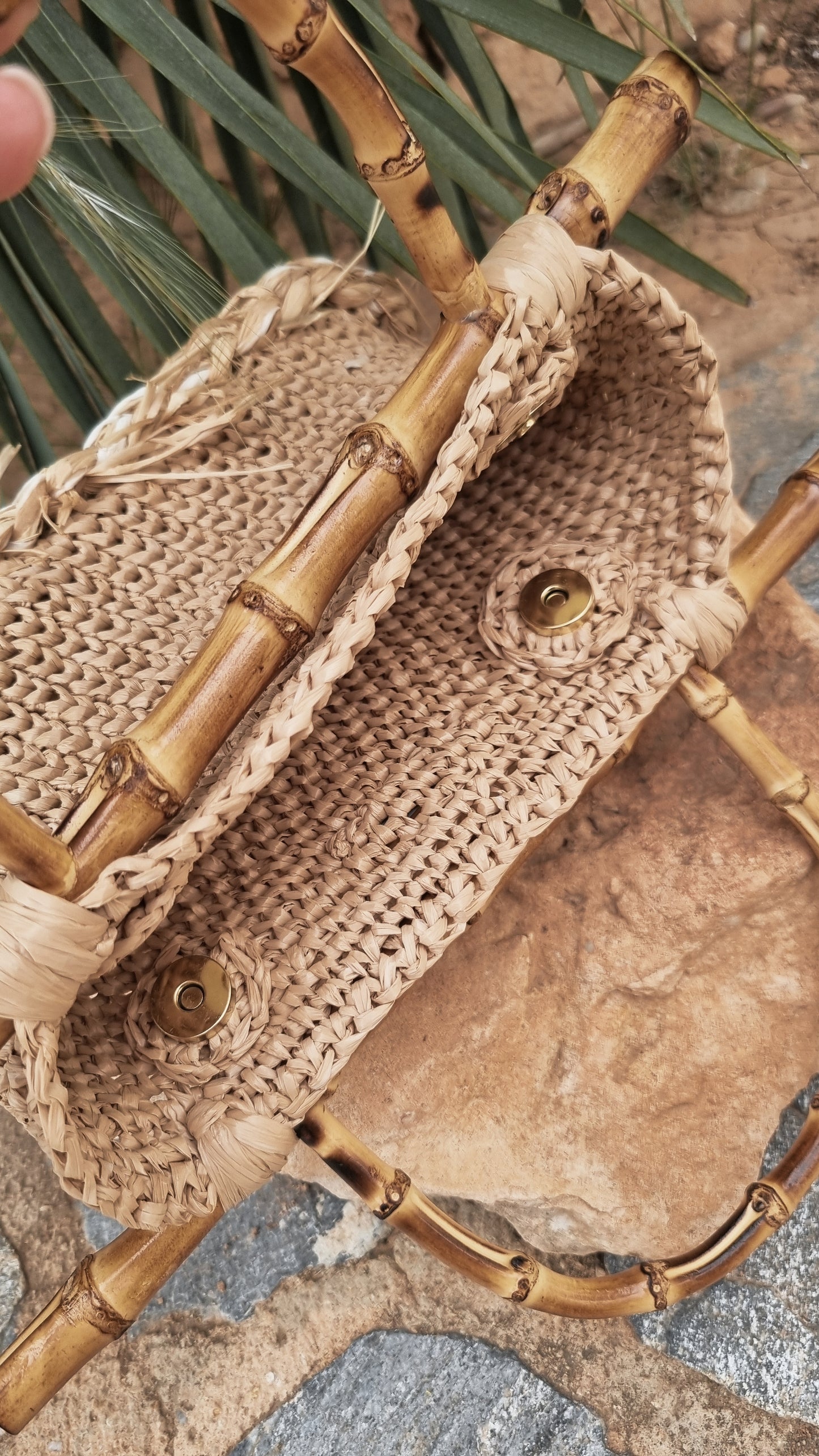 Mini Raffia Bag with Bamboo Handles - Sila