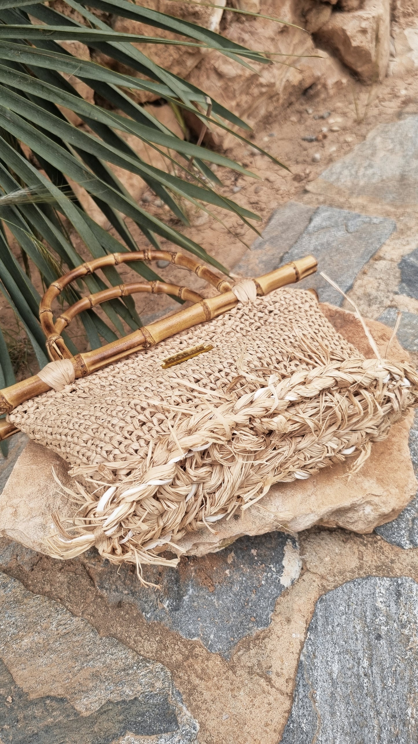 Mini Raffia Bag with Bamboo Handles - Sila