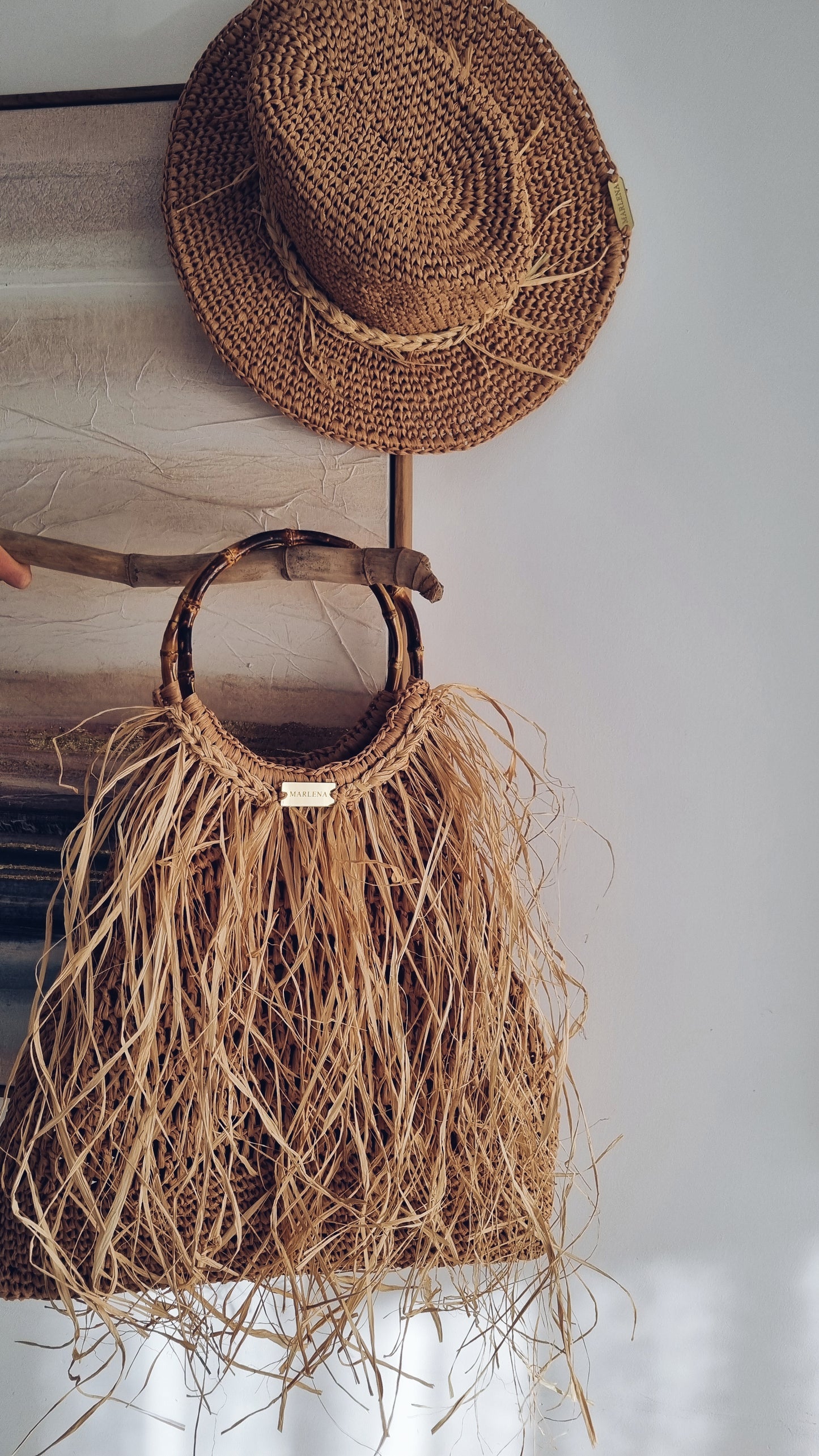 Raffia Bag with Bamboo Handles - Domitia