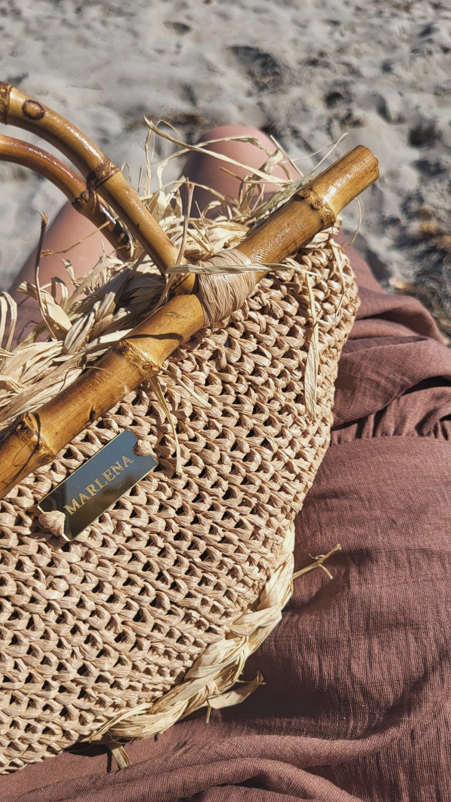 Mini Raffia Bag with Bamboo Handles - Fabia