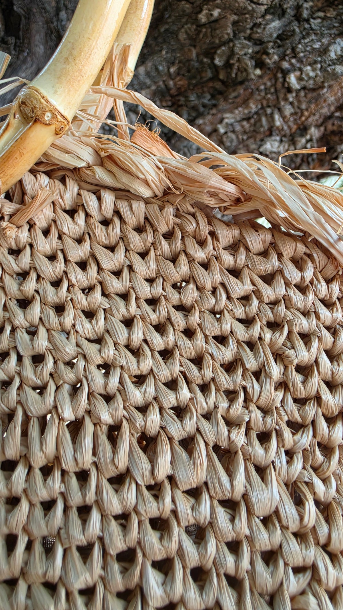 Raffia shopper Bag with Bamboo Handles - Sibilla