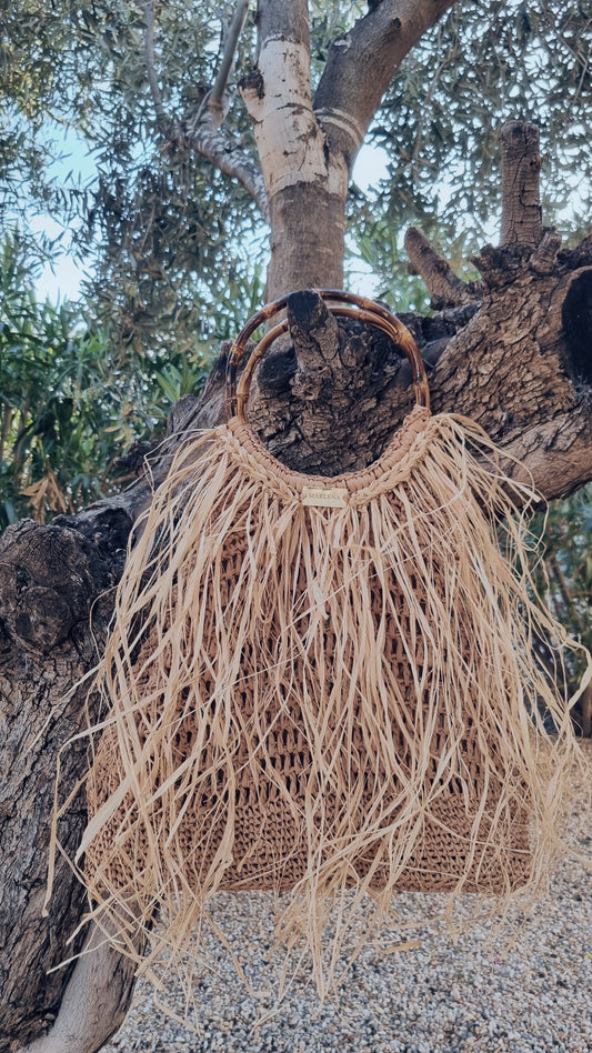 Raffia Bag with Bamboo Handles - Domitia