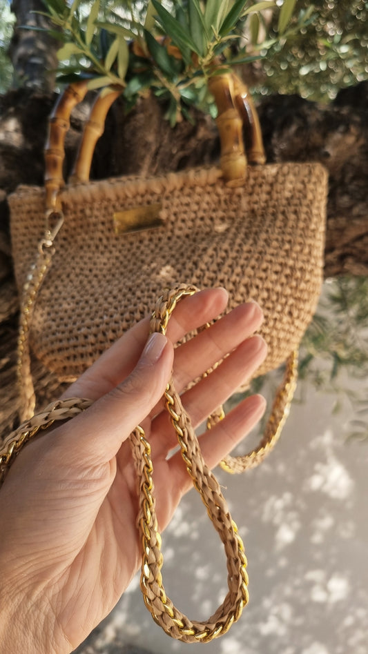 Raffia mini Bag with Bamboo Handles - Leria