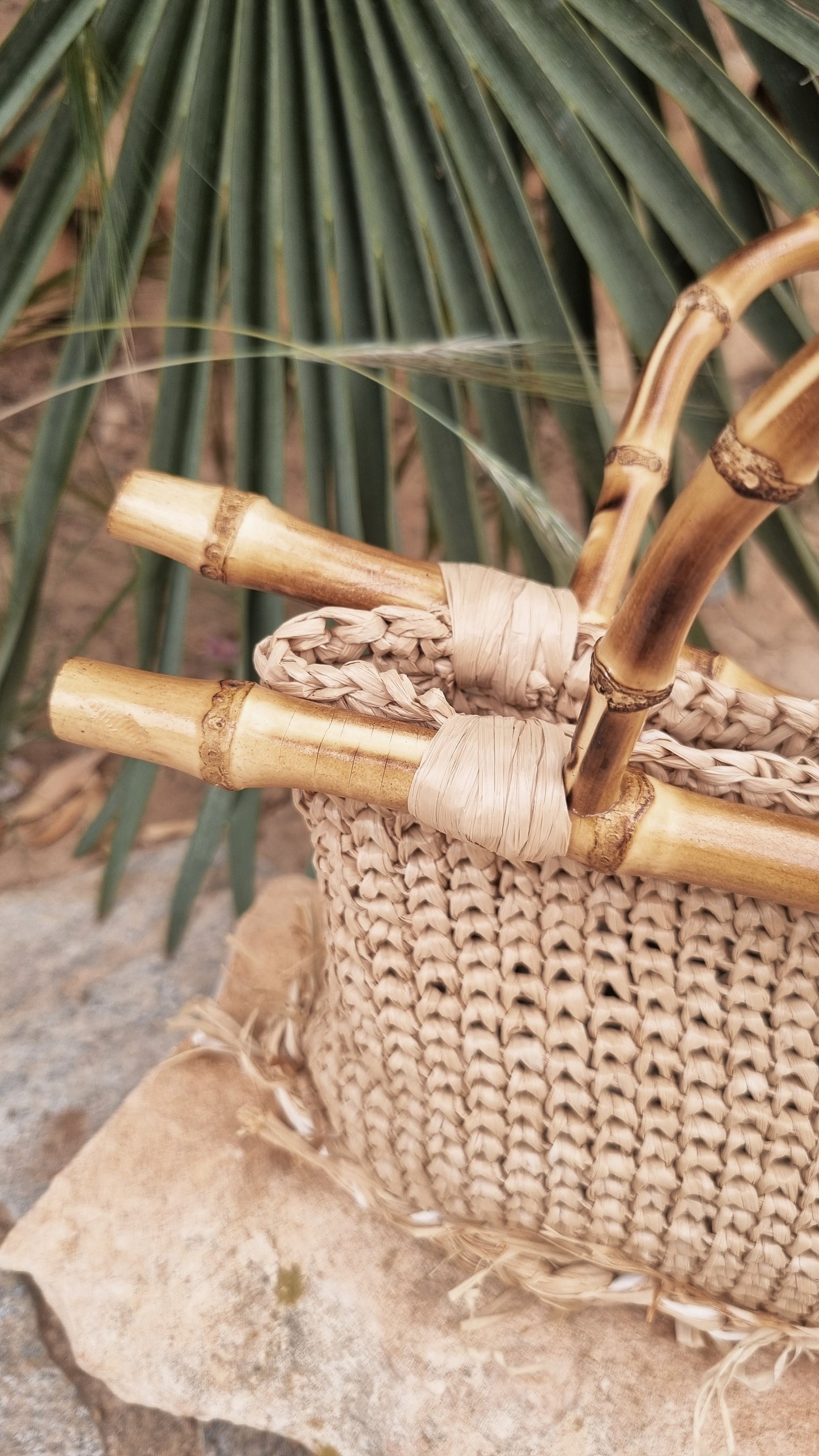 Mini Raffia Bag with Bamboo Handles - Sila