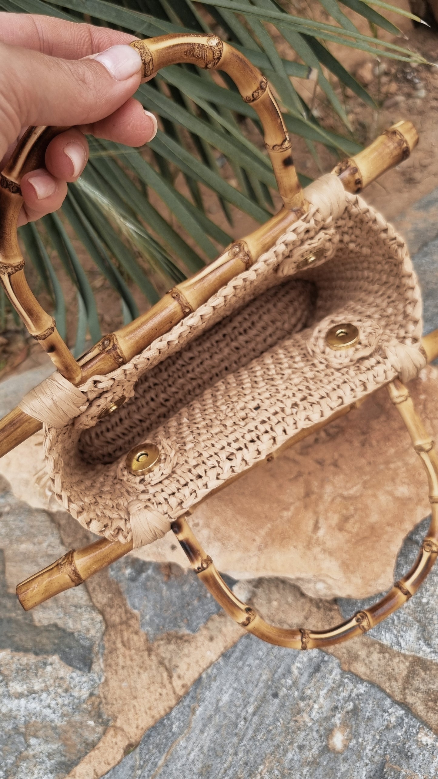 Mini Raffia Bag with Bamboo Handles - Sila