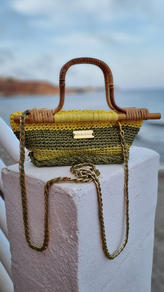 Mini Raffia Bag with Bamboo Handles - Airina