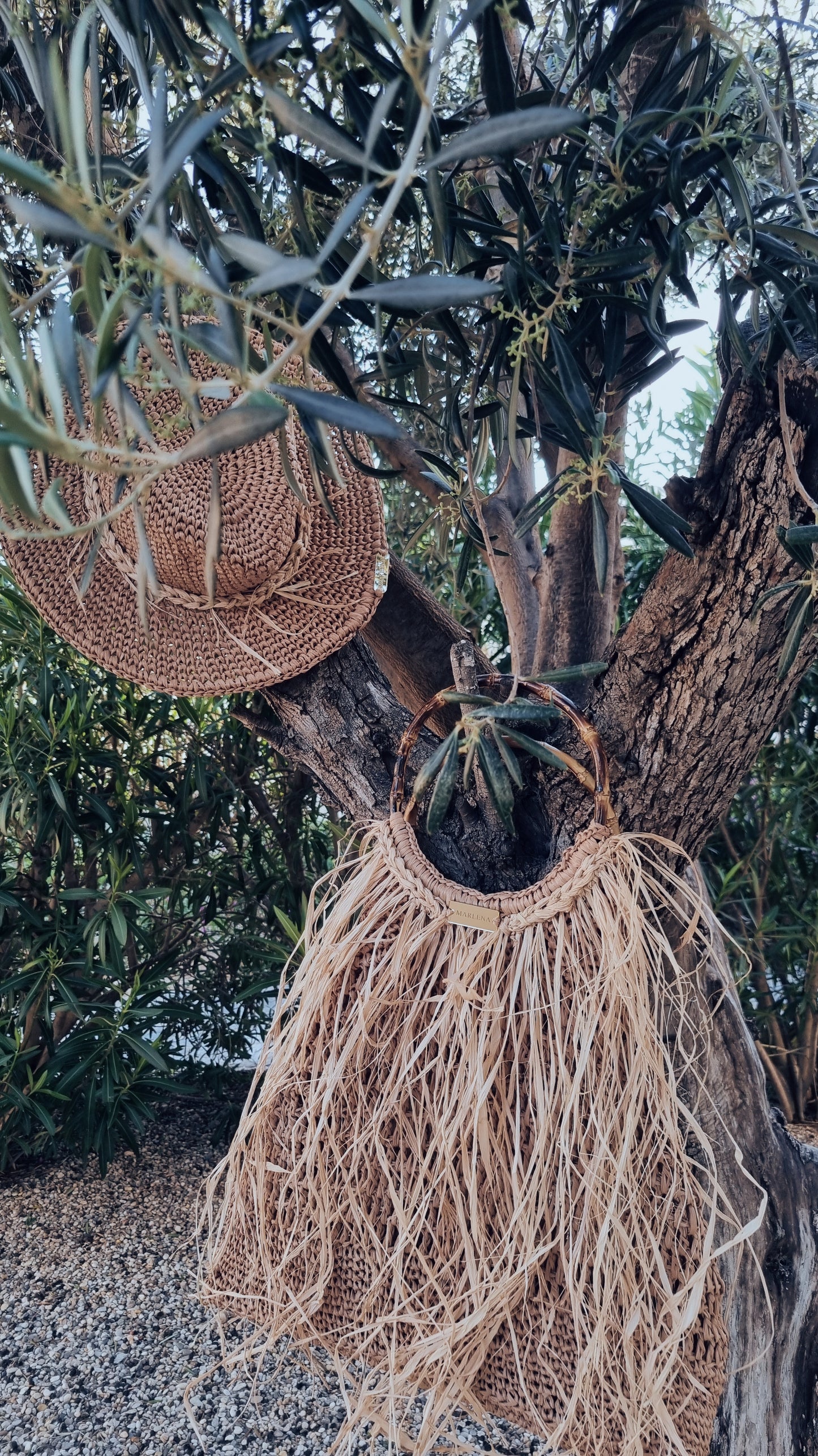 Raffia Bag with Bamboo Handles - Domitia
