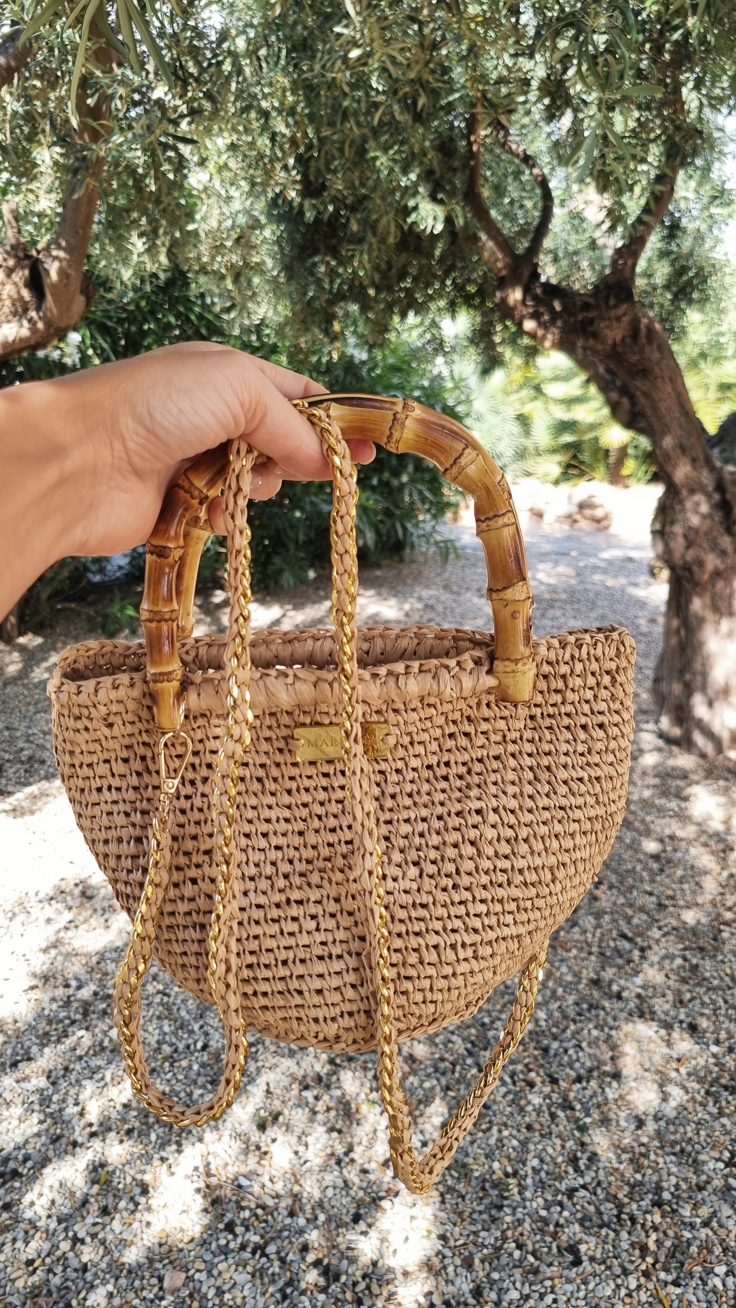 Raffia mini Bag with Bamboo Handles - Leria