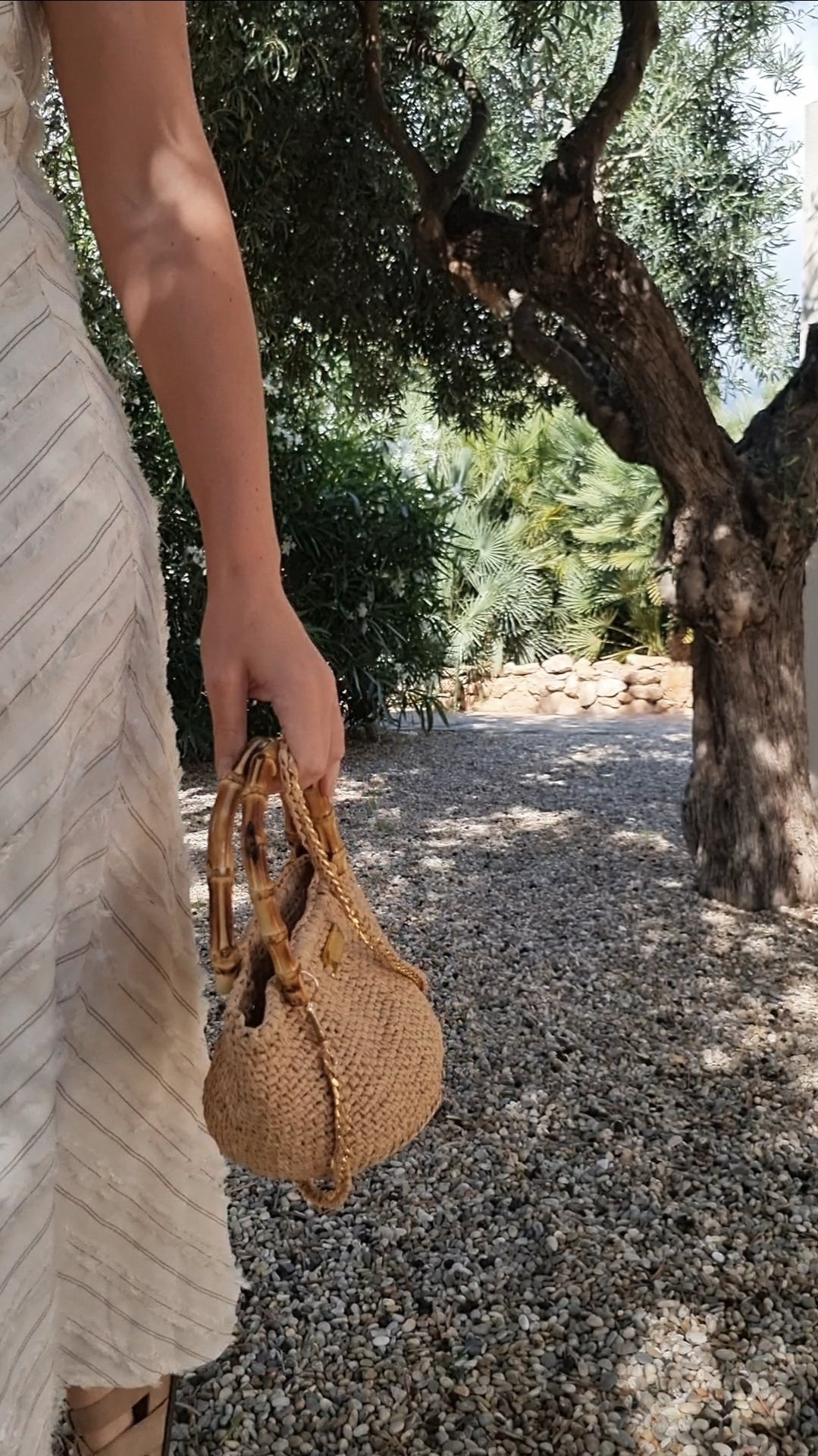 Raffia mini Bag with Bamboo Handles - Leria