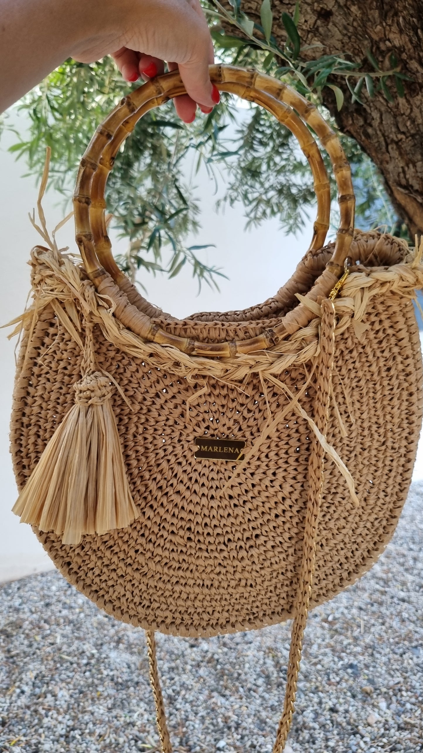 Summer Bag with Bamboo Handles - Claudia