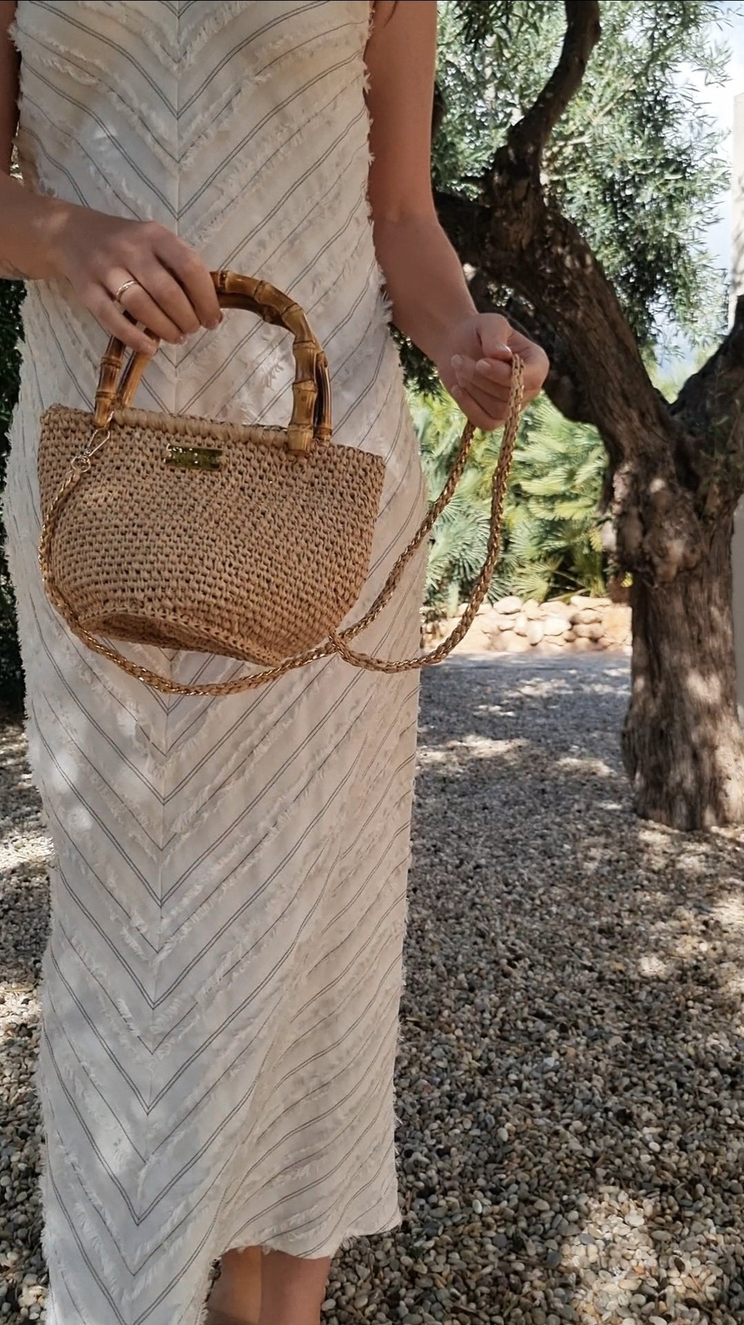Raffia mini Bag with Bamboo Handles - Leria