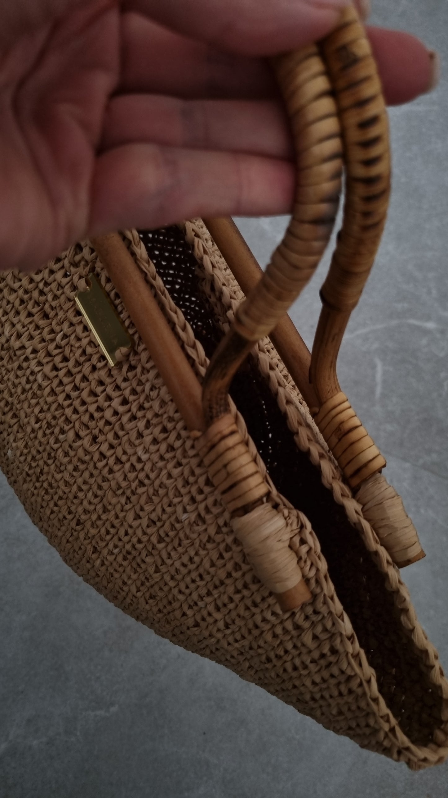 Raffia Bag with Bamboo Handles - Laelia