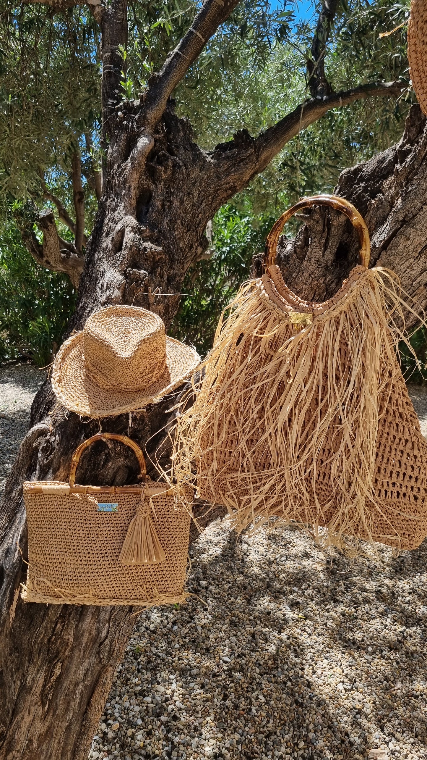 Raffia Bag with Bamboo Handles - Domitia